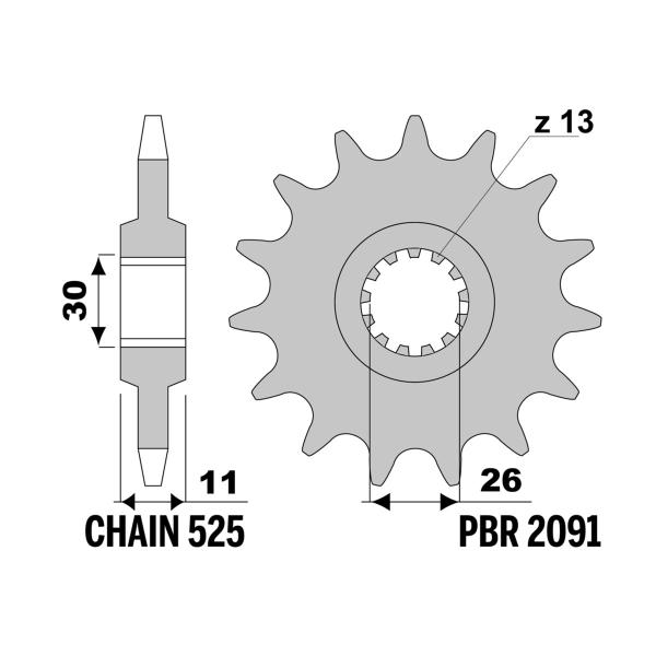 PBR PIGNON 2091-16 18NC